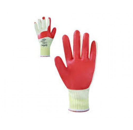 Рукавиці для скла білі з червоним з лат. покриттям   SGL69487