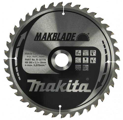 Пила дискова 260*30мм*40Т по дереву MAKBlade MAKITA (B-32770)