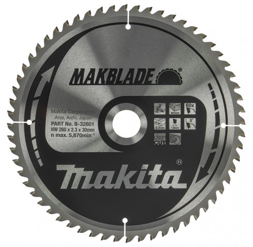 Пила дискова 260*30мм*60Т по дереву MAKBlade MAKITA (B-32801)